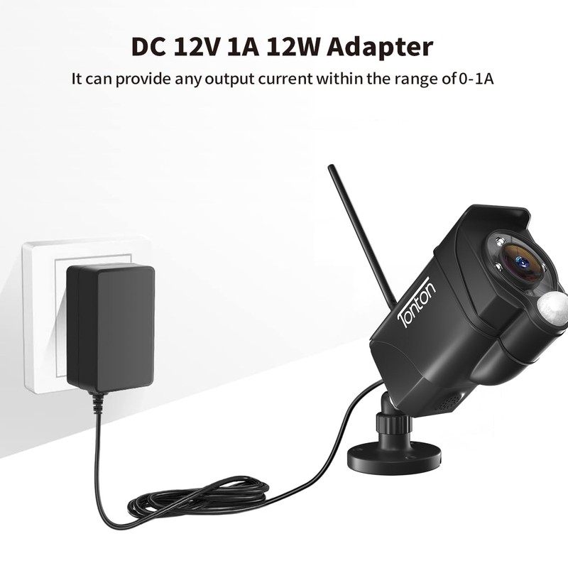 Tonton 12V 1A DC Power Supply for IP/CCTV Security Camera,