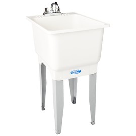 Mustee 12C Plastic Floor-Mount Laundry Tub, 18" x 23.5", White