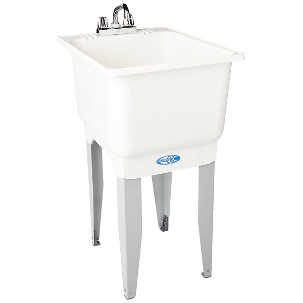 Mustee 12C Plastic Floor-Mount Laundry Tub, 18" x 23.5", White