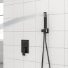 Matte Black 12-Inch Wall Mounted Square Bathroom Set Dual Shower