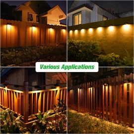 Bridika Solar Fence Lights - Outdoor Waterproof Warm White & Daylight White LED Solar Lights for Backyard, Deck, Stair Handrail and Wall (8 Packs, Plus Size)