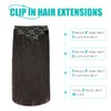 SURNEL Clip in Hair Extensions Human Hair #1B Off Black