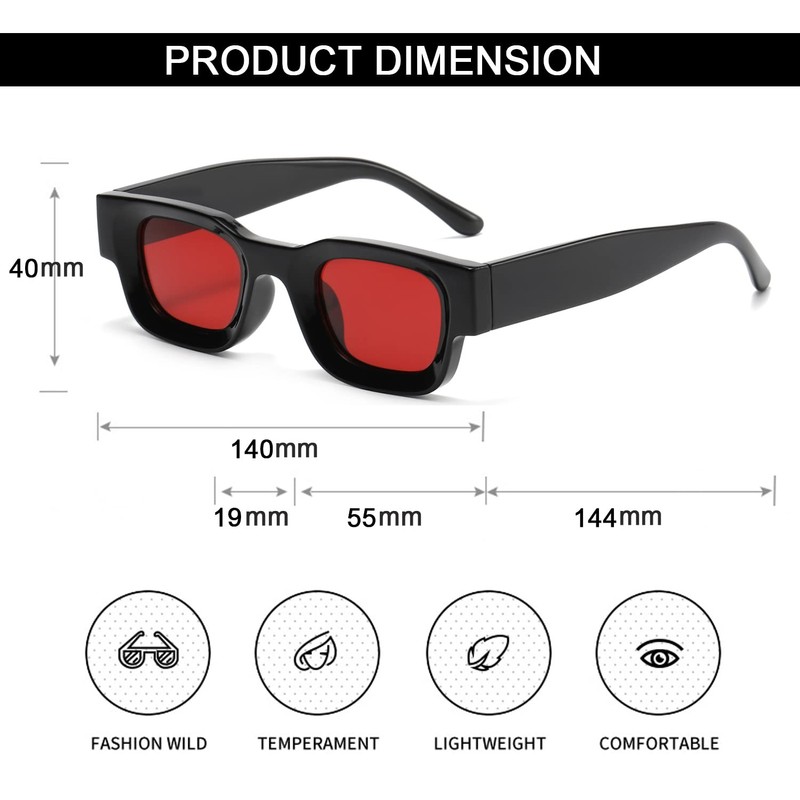 EYLRIM Thick Square Frame Sunglasses for Women Men Chunky Rectangle