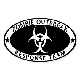 CafePress Zombie Outbreak Response Team Oval Car Bumper Sticker
