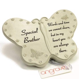 Angraves Special Brother Diamante Butterfly Graveside Grave Memorial Plaque Ornament