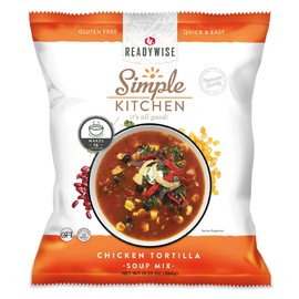 READYWISE - Simple Kitchen, Chicken Tortilla Soup, 16 Servings, MRE, Gluten Free, Food, Soup Mix, for Events, Hiking, Emergency Food Supply, Camping Essentials, or Daily Use, 1 Pack