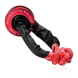 BWBWND 2 PCS Soft Shackle & Recovery Ring Kit, Heavy Duty Synthetic Winch Rope with Snatch Recovery Ring, Shackles Rope Block Towing Rings Kit for ATV UTV Truck Off-Road Vehicles (Red)