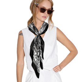 Silk Scarf,Bandana,Head Scarf,Hair Scarf,Silk Bandana,Satin Head Scarf,Silk Scarf For Hair,Neck Scarf,Hair Bandanas For Women,Square Scarf,Summer Scarf,Satin Hair Scarf,Scarf For Women,Black 1 Pieces