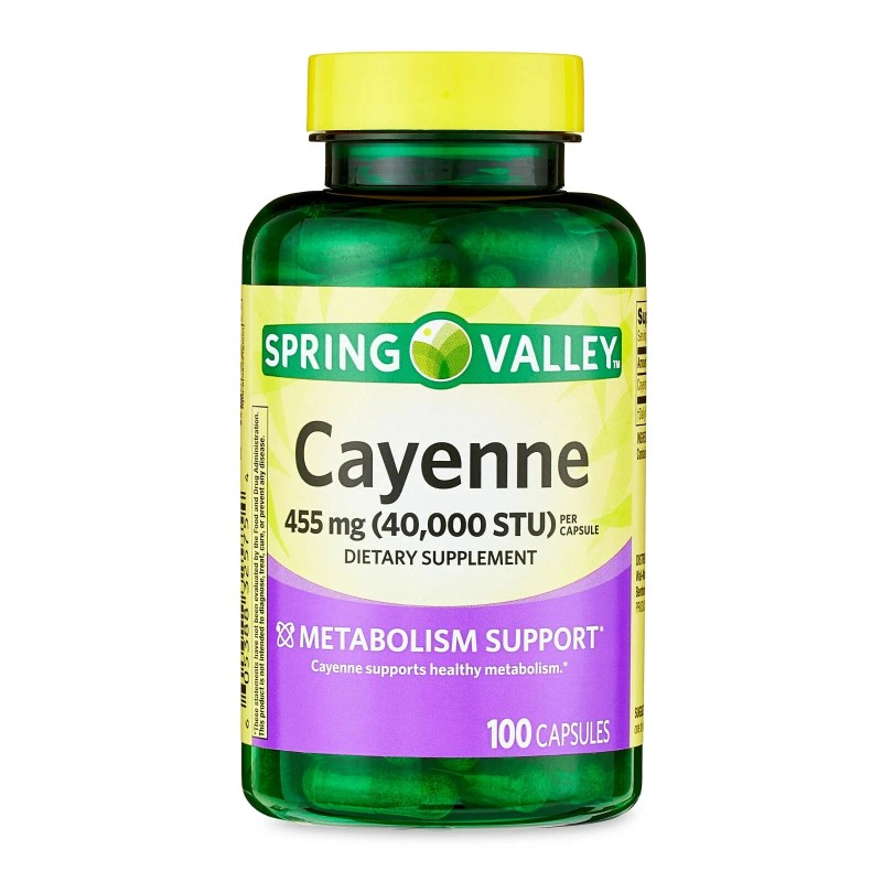 Spring Valley Cayenne Metabolism Support Supplement Capsules 455 mg 100