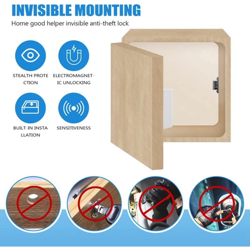 Gokelomg Invisible Hidden RFID Free Opening Intelligent Sensor Cabinet Lock