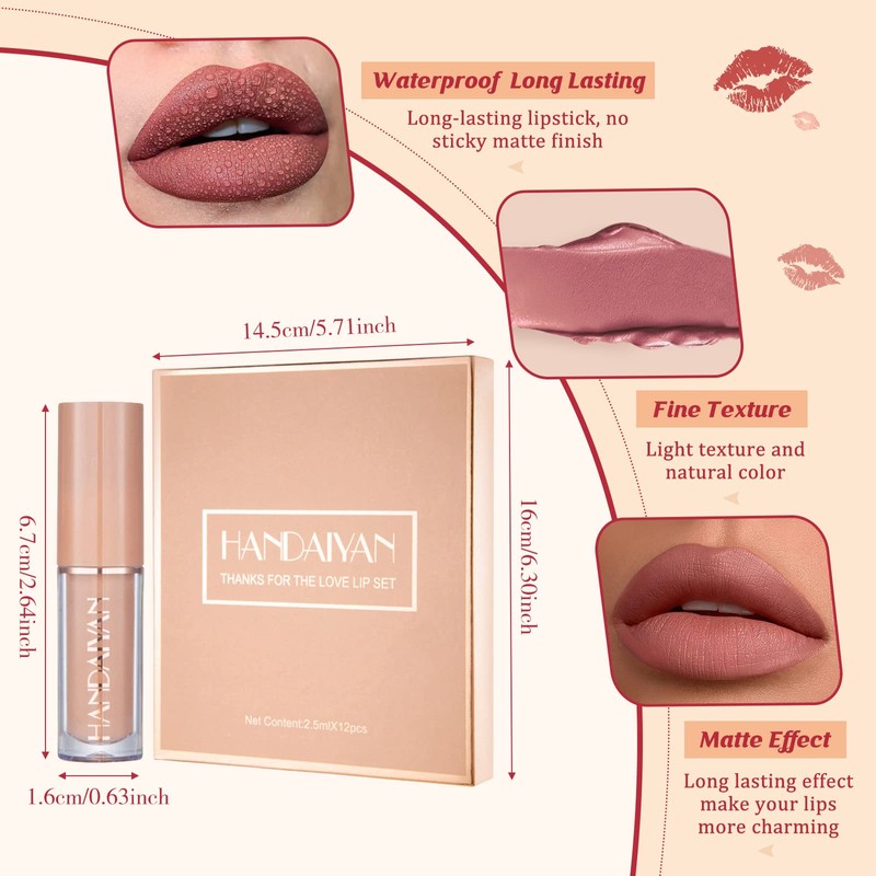 Lishang 12 Colours Lip Gloss Lipstick Set Lip Tint Gloss