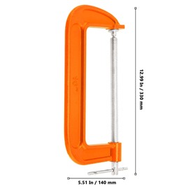 MUKLEI 2 Packs 10 Inch C-Clamp, Malleable Iron C-Clamp, Heavy Duty C-Clamp for Woodworking, Metalworking, 8.7 Inches Max Jaw Opening, 3.7 Inches Throat Depth, Orange