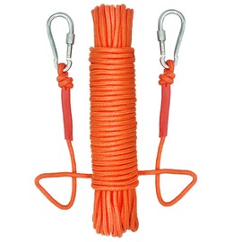 Fishing Salvage Rope with 2 Carabiners - 20 m All-purpose Rope - Outdoor Rope, Mooring Line, Garden Rope, Braided Lead, Search Rope for Magnetic Fishing, Outdoor, Campin (Diameter 6 mm, Orange)