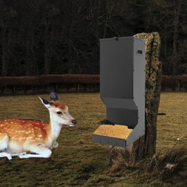 Hanging Deer Feeder Box, 11 Gallons Capacity Heavy Duty Automatic Dispenser Feeder Large Carbon Steel Deer Feeding Station with Waterproof Cover for Camps, Farms, Ranches and Animal Lovers