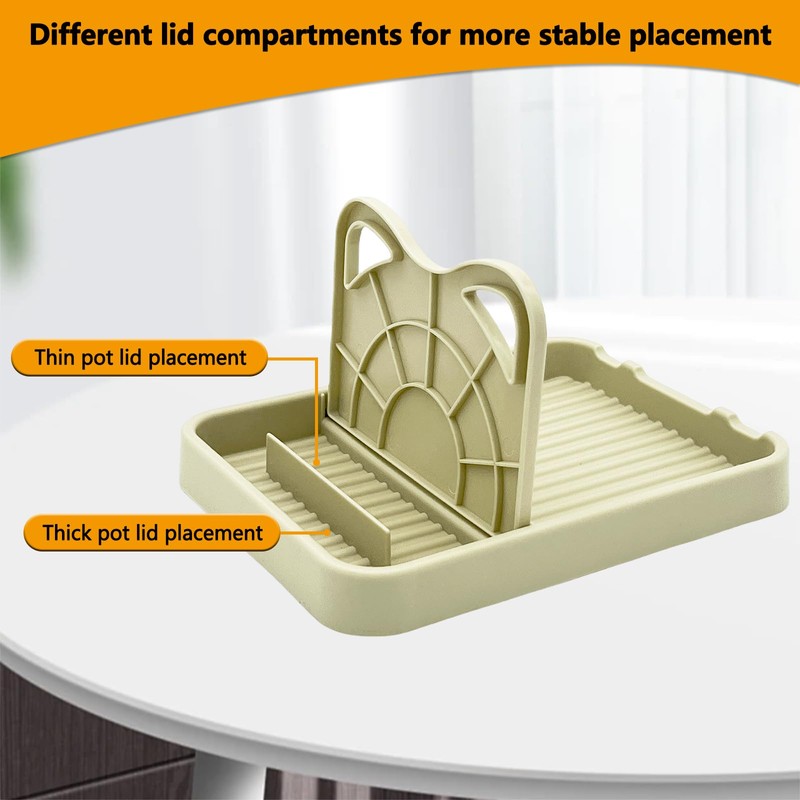 Lesbyit Foldable Pan Lid Holder with Drip Pad, Heat-Resistant Kitchen