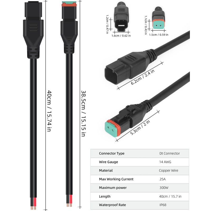2 Sets Deutsch DT 2 Pin Male Female Wiring Harness