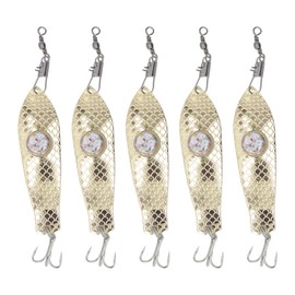 5PCS LED Fishing Lure Light Rustproof Stainless Steel LED Lighted Bait Flasher for Fishing Accessories Gold