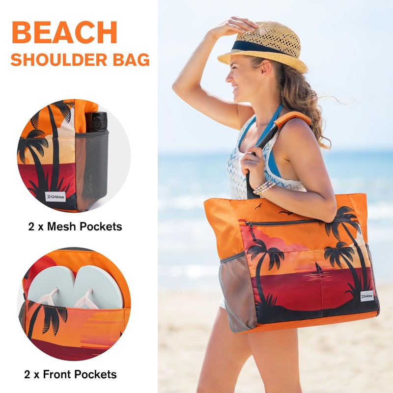 G4Free Large Beach Bag for Women Waterproof Sandproof Beach Tote