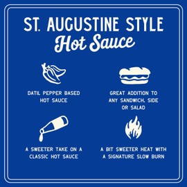 Zab's St. Augustine Style Craft Hot Sauce (6oz, 1 Pack), Naturally Sweet Heat & Signature Slow Burn from Datil Peppers, Gluten-Free, Vegan, Perfect for Pizza, Wings, BBQ, & More