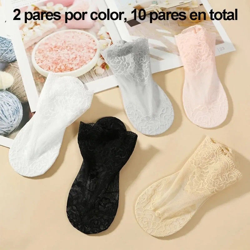 Calcetín Variados Dama Medias Encaje Mujer Algodón 10 Pares