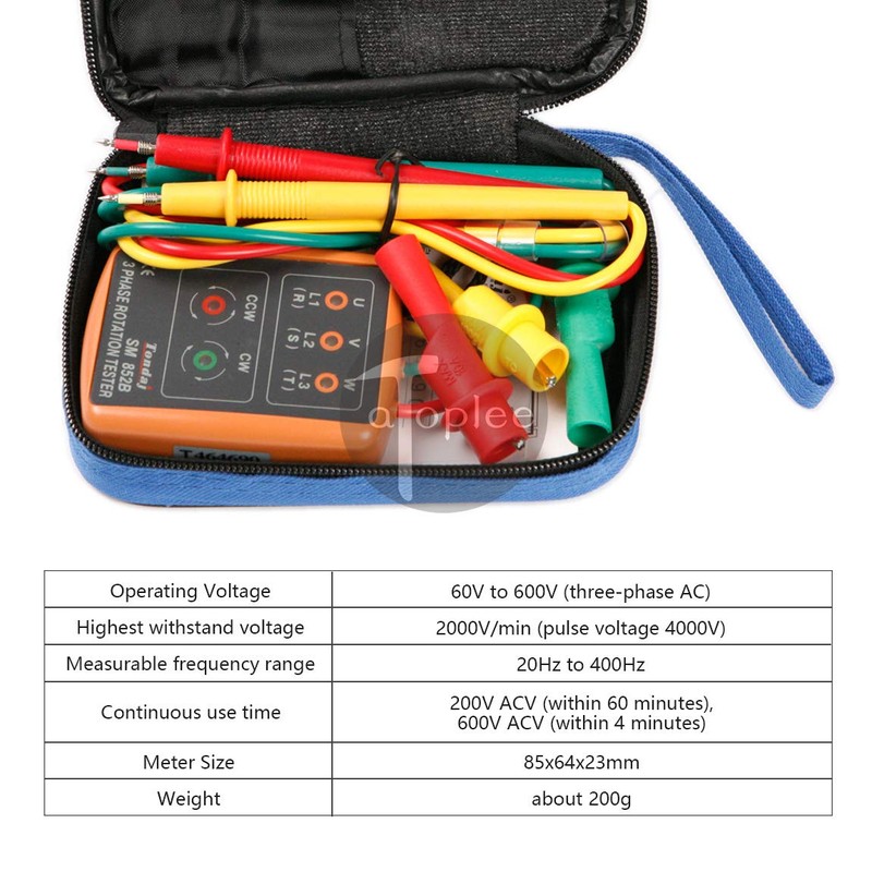 ATOPLEE 3 Phase Sequence Presence Rotation Tester Indicator Detector Meter