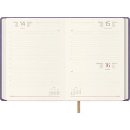 Dohe - 2025 Diary – Day by Page, A5 Size (15 x 21 cm), 12 Months January to December, Leatherette Hardcover, Planner in Spanish, Office Supplies – SAMBA Purple
