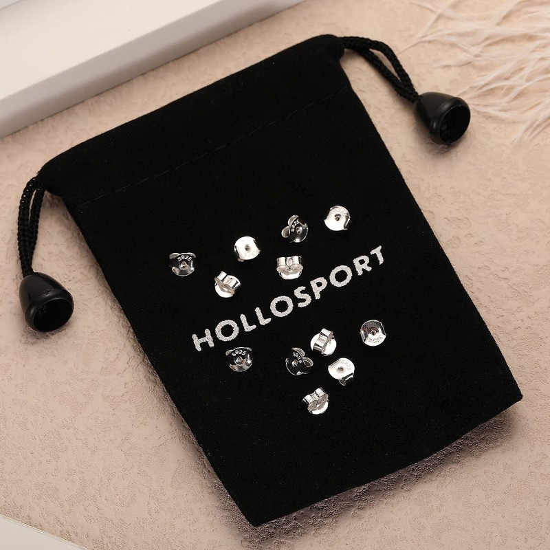 Genuine S925 Sterling Silver Earring Backs Replacements for Studs, 12Pcs/6Pairs