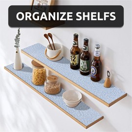 FIFTY FEET 12X120 Inch Shelf Liner with Scissor & Tape Measure for Kitchen Cabinets, PVC Drawer Liner for Dresser Non-Slip Bathroom, Non-Adhesive Cabinet Liner Washable (Pale Blue)