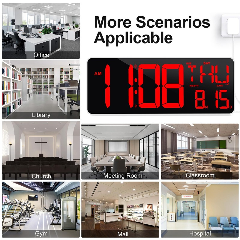 TXL 13.7 Inch Large Digital Wall Clock with Remote Control,LED