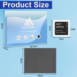 Flintronic 240PCS PackReinigungstücher, 5 * 5CM, Reinigungstücher Set, Brillenputztuch *1PCS, für Objektive, Filter, Brillengläser und LCD-Displays