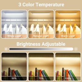 Under Cabinet Lighting, 12 inch Battery Operated LED Motion Sensor Light with 3 Color Temps, 1500mAh Rechargeable Wireless Magnetic Dimmable Closet Lights for Kitchen, Cabinets, Stairs, Wardrobe