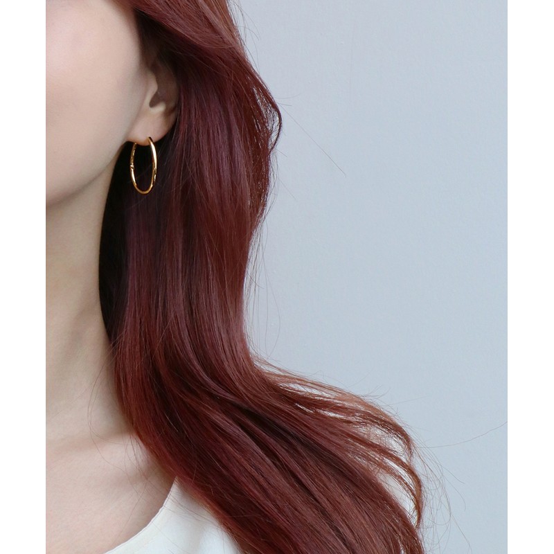 Gold&Deer 14K Goldfield Oval Slim One-Touch Ring Earrings Rose Gold