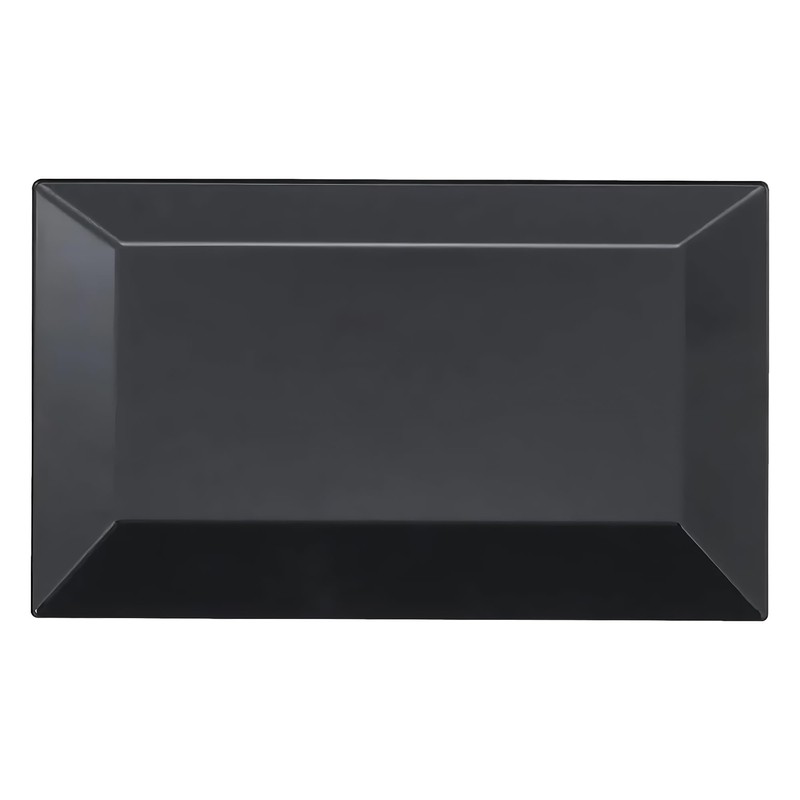 Kaya Elegant Rectangular Black Plastic Dessert Plates (5.5" x 8.5")