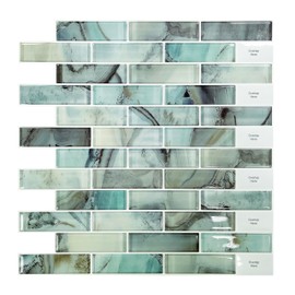 YOFUN Self-Adhesive Kitchen Backsplash, 10-Sheet Peel and Stick Back Splash Marble Look Decorative Tiles 12"x12"