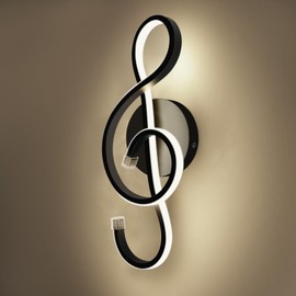 Kawell 22W Indoor LED Wall Light Modern LED Wall Sconce Light Creative LED Wall Lamp Music Symbol Art Decor for Bedroom Cafe Living Room Lounge Corridor Stairs, Black 4500K