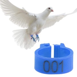 Tnfeeon 100PCS/Bag 8MM Plastic Pigeon Bands Rings, 001-100 Numbered Plastic Pigeon Bird Leg Bands Rings with Number(Blue)
