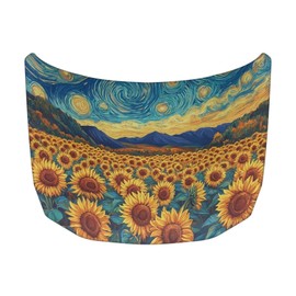 Pxtubomyo Car Hood Cover Protector,Sunflower Print Comfortable Polyester Breathable Print Stylish Hood Covers for Cars,Decoration Universal Car Accessories
