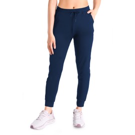Yogipace Petite Women's Lightweight Anti-Shrink Active Joggers Lounge Sweatpants Yoga Jogger Pants,25",Navy Blue,Size S
