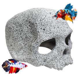Tfwadmx Aquarium Skull Reptile House Decor Ceramic Head Skeleton Decorations Cave Betta Toys Fish Hideout Stones House for Tank Landscape Decorative Hideout Cave Shelter Shrimp Cichlid Hiding Breeding
