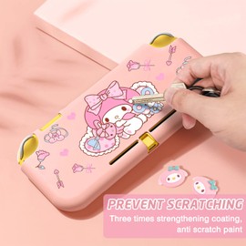 DLseego Little Red Hood Rabbit Switch Lite Protective Case Cute TPU Soft Cover Shock Absorption Anti-Scratch Shell with 2PCS Lovely Bunny Thumb Grips for Switch 2019 Version - Pink