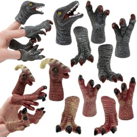 Kiddie Play Finger Puppets for Kids, 10 pc Dragon Claws Puppets Rubber Set for Story Time and Bath Toys