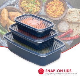 Home Basics Plastic Meal Prep Set, Blue | Perfect for Preparing a Large Meal | Great for Storing Leftovers | Use for Work Lunches | Microwave Safe (SC37549)