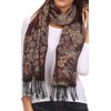 Sakkas CHS1810 Ontario Doppelschicht Blumen Pashmina/Schal/Wrap/Stola mit Fransen - 2-braun