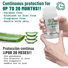 Vital Green Desodorante de Alumbre de Potasio, Aloe Vera, 100g, 3pk