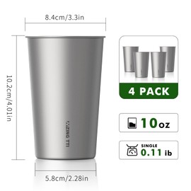 ZING TTI Titanium Pint Cup 300ml/10oz, Stackable Premium Metal Drinking Cups, Reusable Beer Juice Cup, Suitable for Home, Party, Camping, Outdoor, Indestructible (Small)