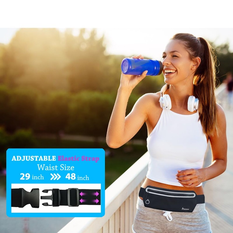 AIKENDO Slim Running Belt Fanny Pack,Runners Waist Pouch Bag Exercis