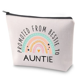 ZJXHPO New Auntie Cosmetic Bag Gift Promoted from Bestie to Auntie Makeup Bag with Zipper Pregnancy Announcement Gift Auntie to Be Gift (C-Bestie to Auntie)