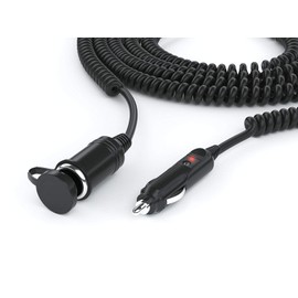 PWR+ Encendedor de Cigarrillos Cable de Extensión de Alimentación 12V Carro Cargador Socket Enchufe 18AWG - UL Listed Extra Largo (12 Ft Uncoiled / 2.5 Ft Coiled)