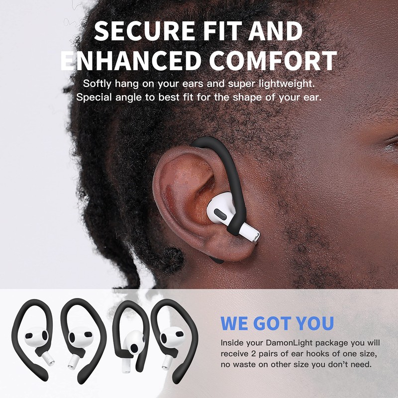 DamonLight Ear Hooks 2 Pairs for AirPods Pro 2 &