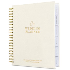 Timeless Premium Linen Wedding Planner Book and Organizer – Wedding Planning Book, Comprehensive Keepsake & Countdown Binder, Perfect Engagement Gift for Women, 11" x 9" (Cream)